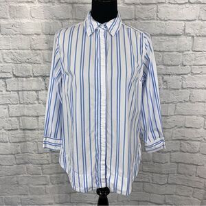 Denim 24/7 button down stripe top w/flare back blue & white sz 12W
